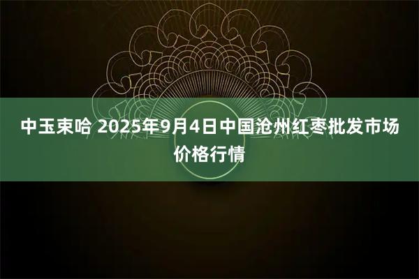 中玉束哈 2025年9月4日中国沧州红枣批发市场价格行情