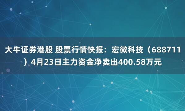 大牛证券港股 股票行情快报：宏微科技（688711）4月23日主力资金净卖出400.58万元